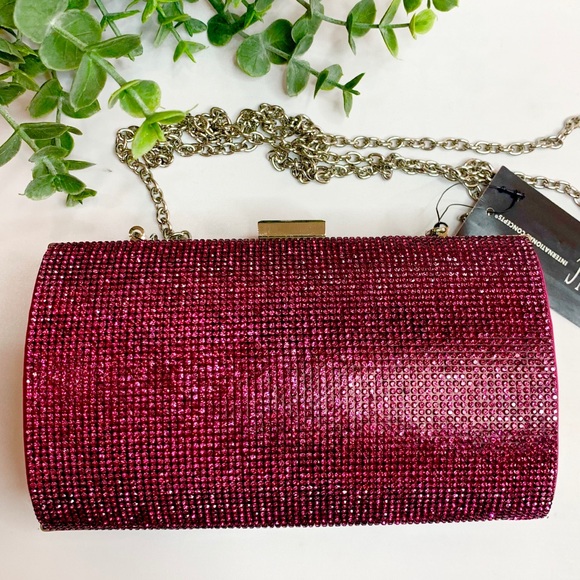 INC Ranndi Sparkle Clutch Fuchsia Crossbody Bag - Picture 8 of 12
